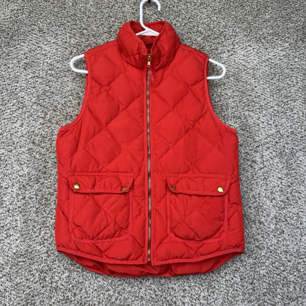 Woolrich Vest Women's Size Small Red Quilted Duck Down Puffer Full Zip Pockets - Picture 2 of 15